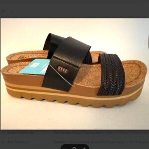 REEF  NWT Women's Black Braided Cushion Vista Hi Sandal Sandals Shoes Shoe NEW
